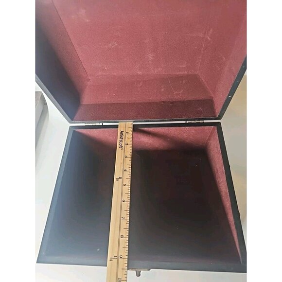Wood Box Treasure Chest Brown Lined Storage Organization 10x12x6 - Picture 15 of 16
